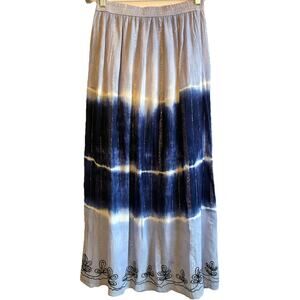 Boho Tie Dye Maxi Skirt Artsy Hippie Festival silver glittery stripes Fairy Med